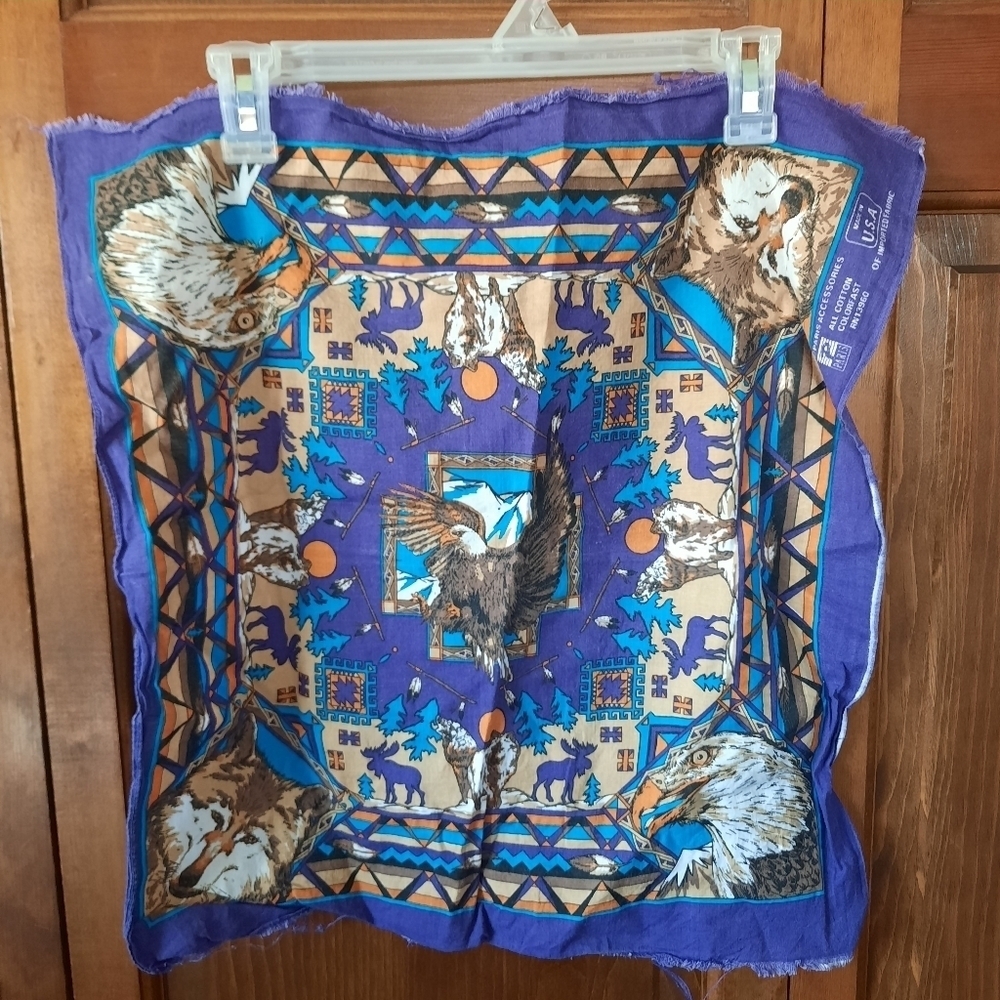 Vintage Paris Accessories Made in USA purple aztec wolf moose eagle hand…